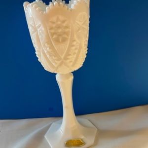Vintage Unique Milk Glass Goblet